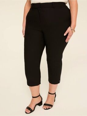 Lane Bryant Black Cropped Ponte Capri Pants - Plus Size